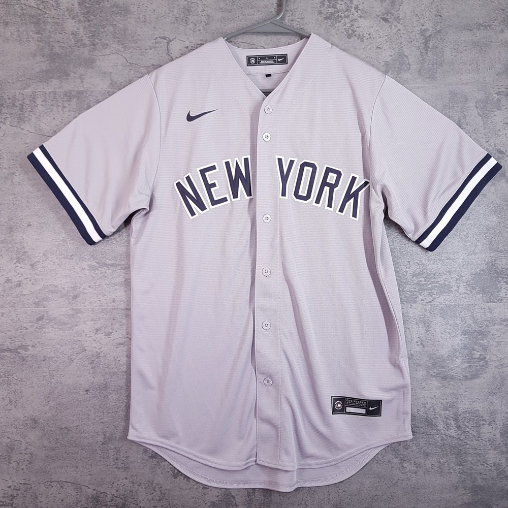NIKE Air Engineered New York Yankees Away Jersey Mens XL Grey Navy Blank